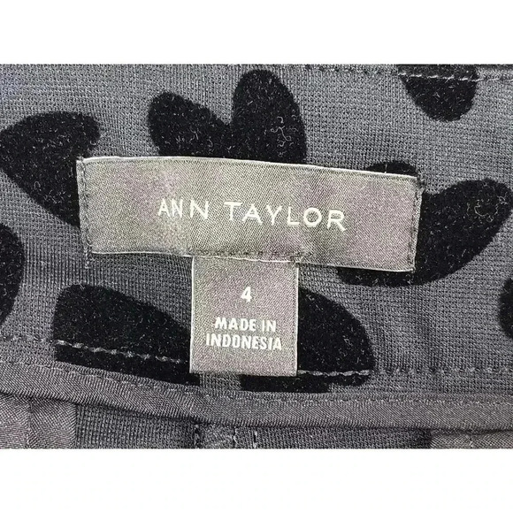 Ann Taylor Womens Pants Gray Black Heart High Rise Cropped  Size 4 - Picture 3 of 7